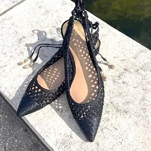 ANTONIO MELANI Black Woven Flats